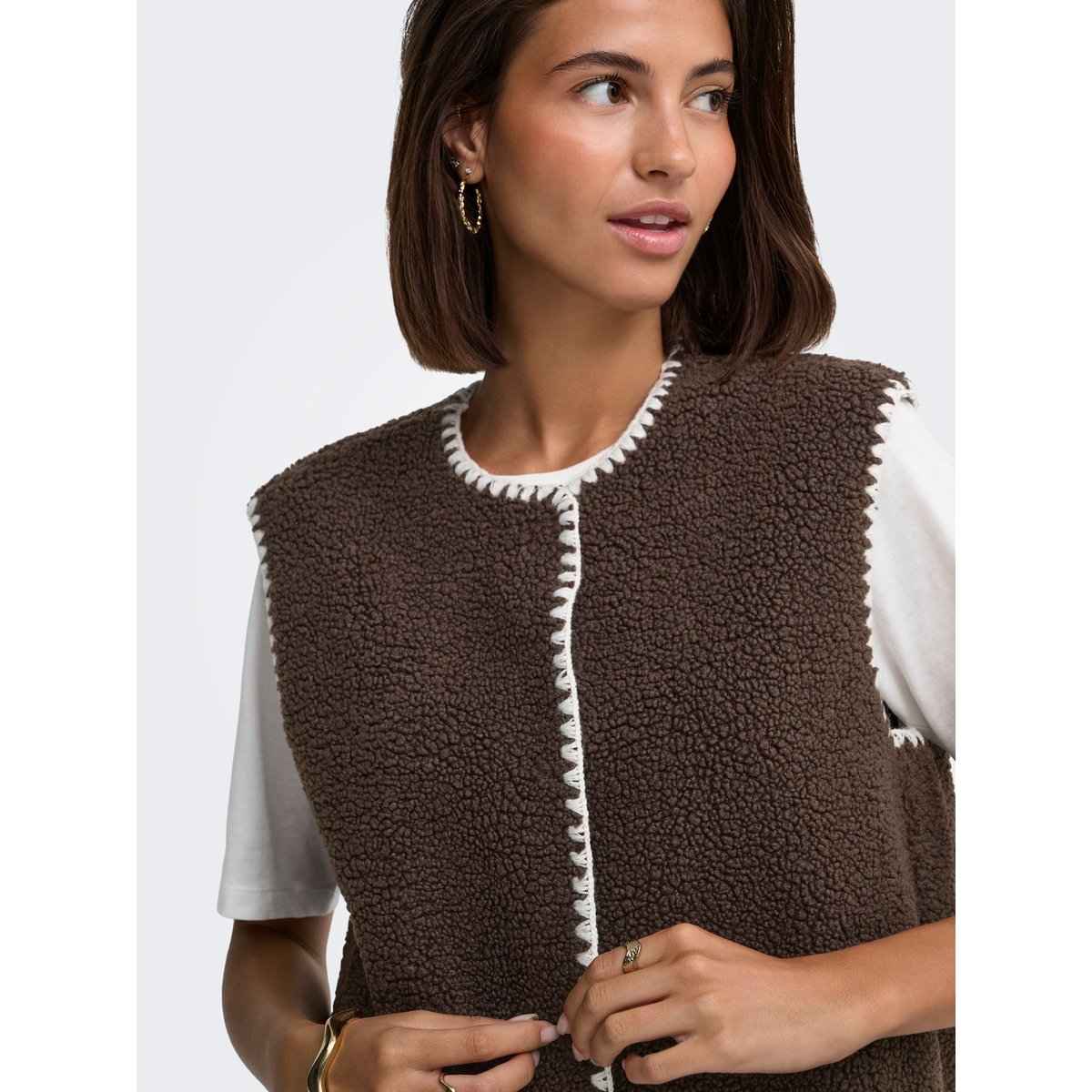 Gilet En Peluche chocolate brown, JDY