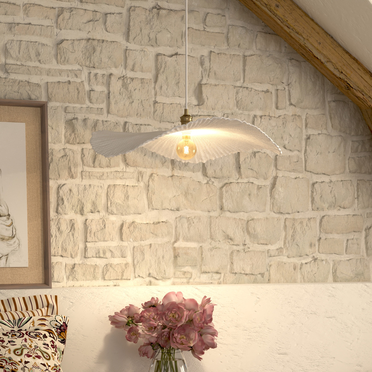 Suspension vintage ajustable TEHANI blanc, ATMOSPHERA