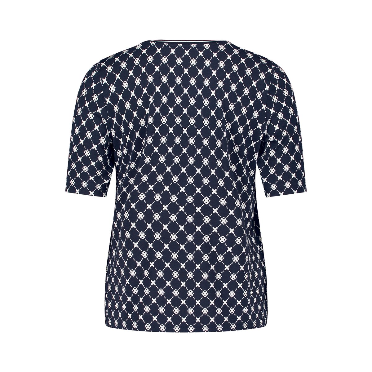T-shirt basique à bordures côtelées bleu/blanc, BETTY BARCLAY