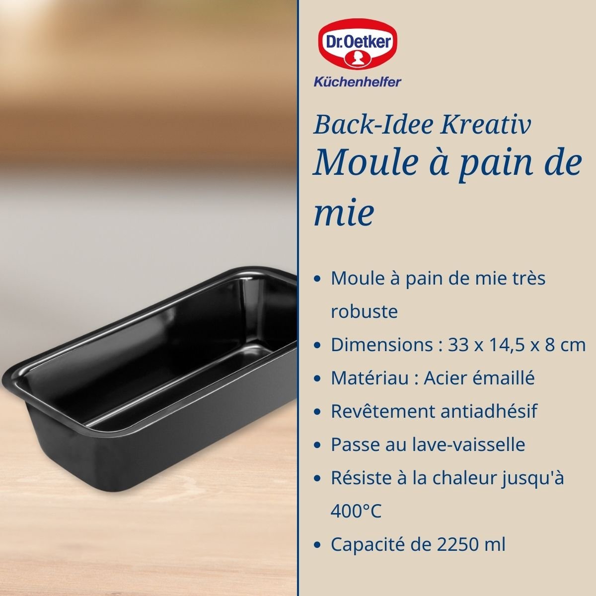 Moule à pain de mie BACK-IDEE KREATIV noir, DR OETKER