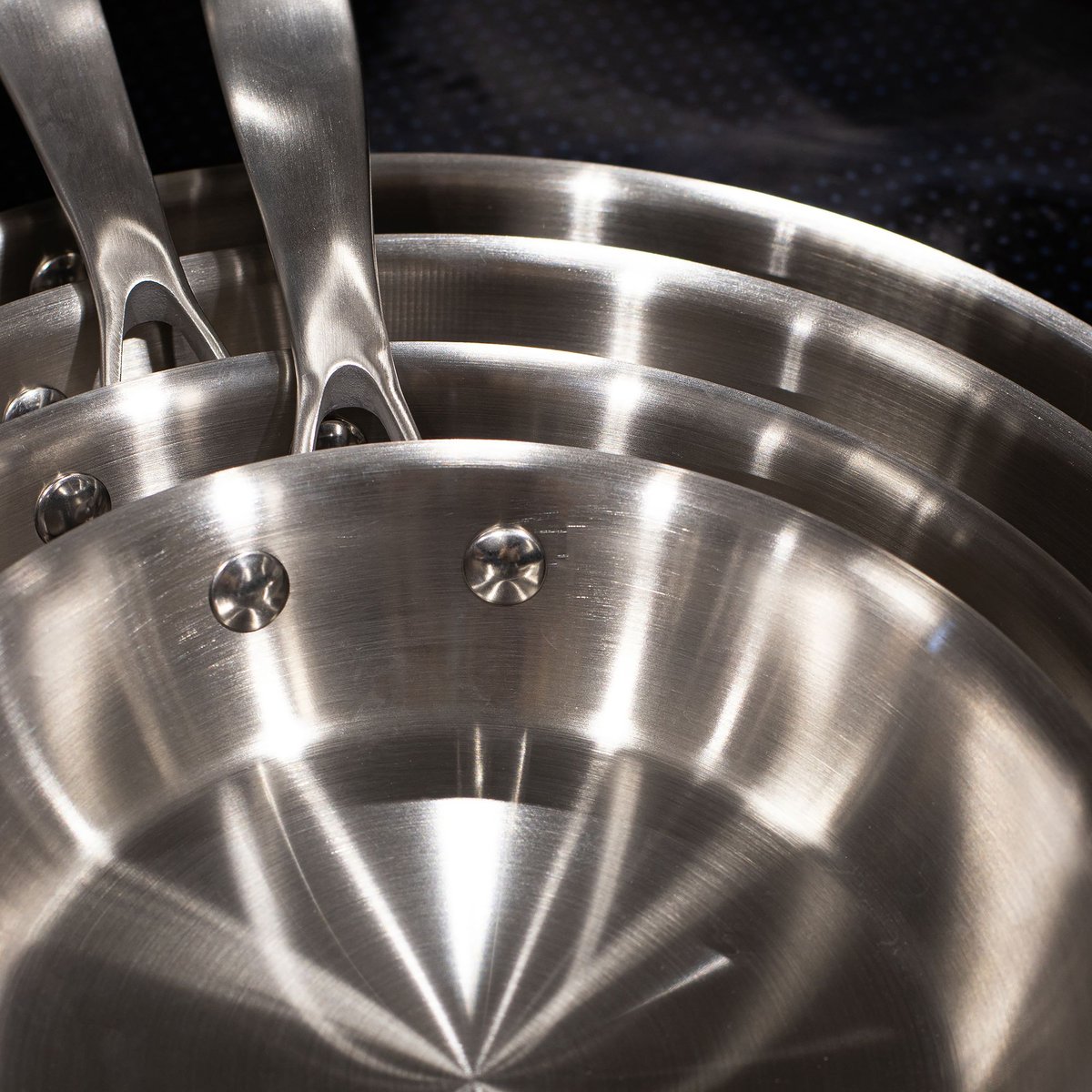 Batterie de cuisine 5 pièces en acier inoxydable, TRIPLY inox, MENASTYL