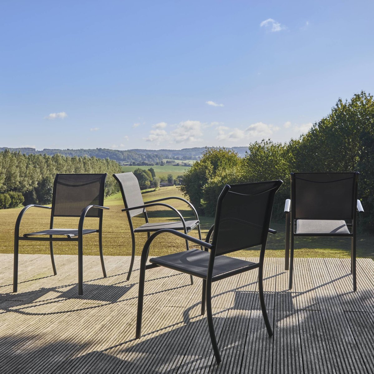 Fauteuil de jardin aluminium (lot de 4) AMARA anthracite, SWEEEK