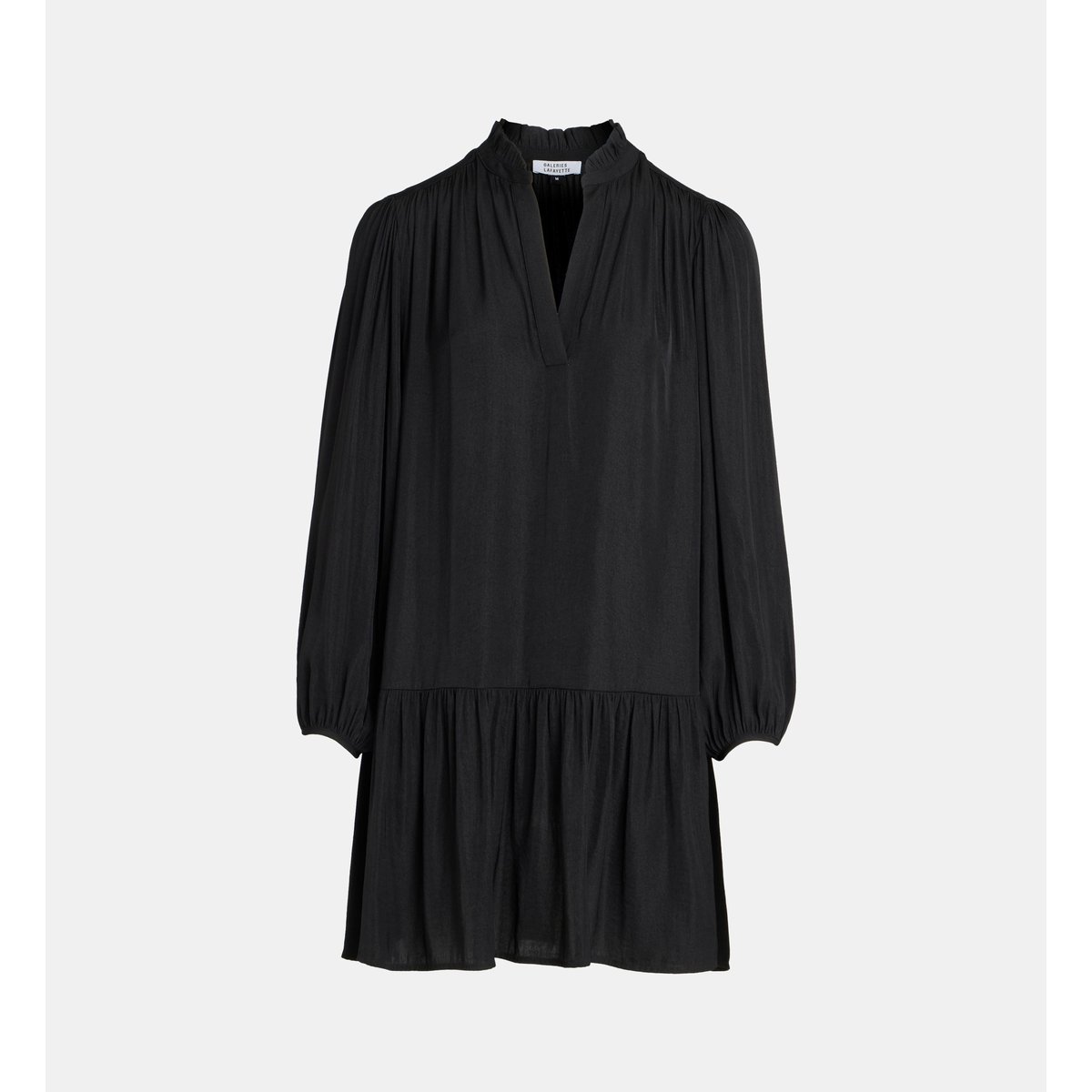 Robe elmer satl courte froncée satinée noir, GALERIES LAFAYETTE