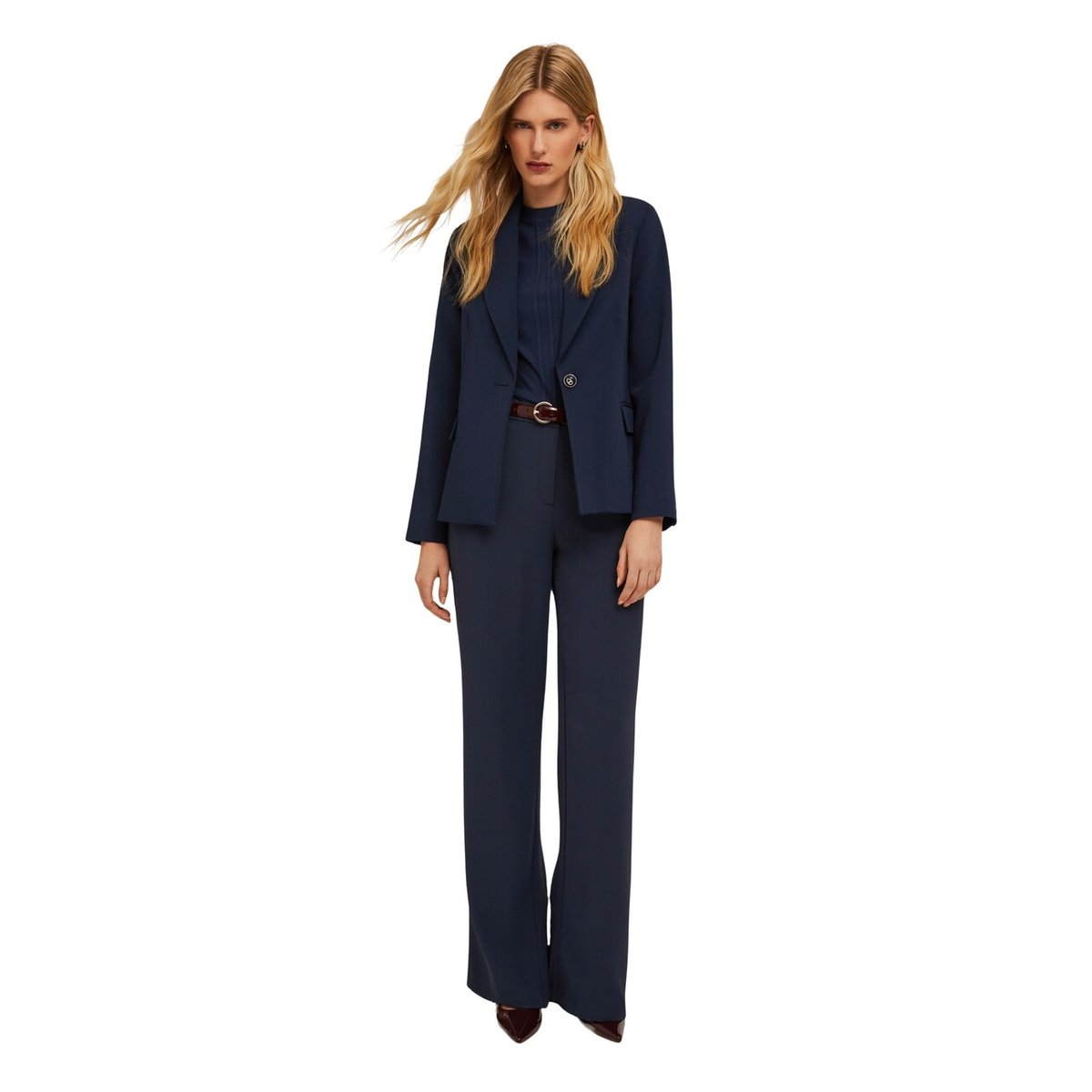 Veste de costume à simple boutonnage en crêpe rose, MOTIVI