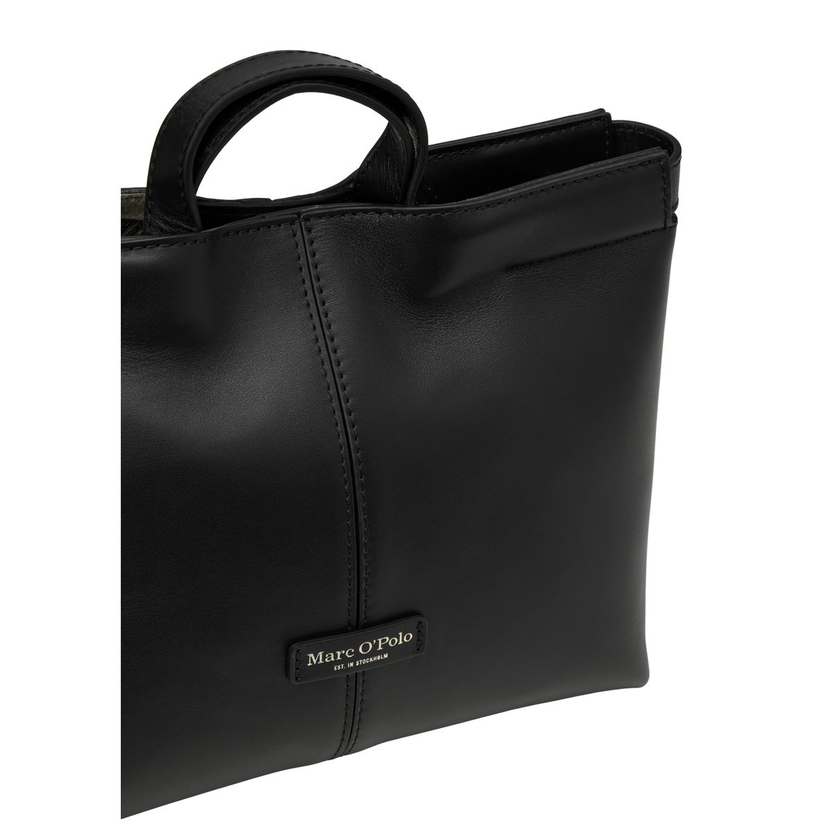 Sac à bandoulière en cuir de veau noble noir, MARC O'POLO