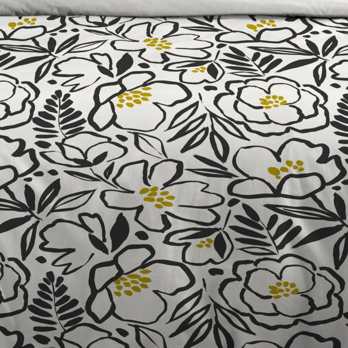 Housse de couette 240x220 finition rabat + 2 taies coton 57 fils noir, DECORATIE