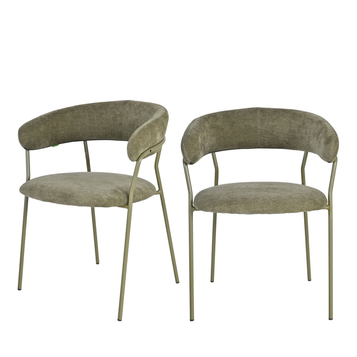 Lot de 2 fauteuils de table en tissu pieds métal- CELESTY vert, DRAWER