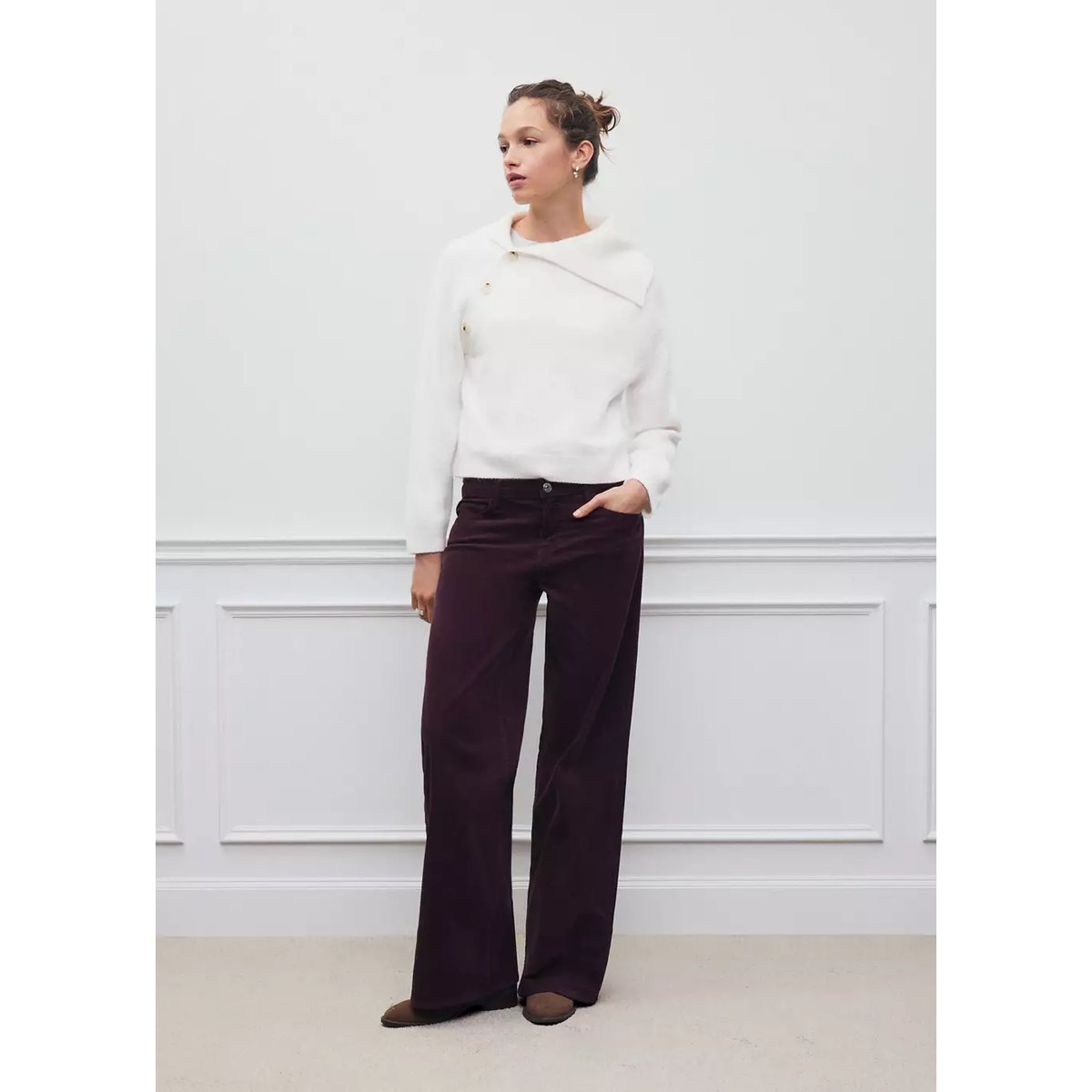 Pull-over à col roulé beige, MANGO TEEN
