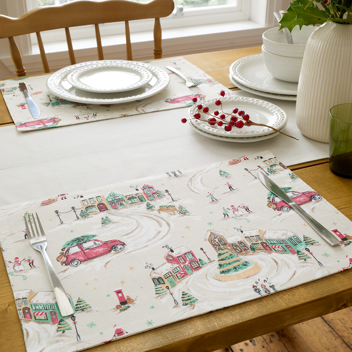 Christmas Town Cotton Dining Placemat 4 Pack natural, CATHERINE LANSFIELD