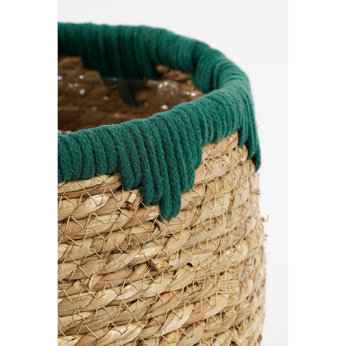 Ensemble de 3 paniers à plantes en jonc de mer tressé Ø26 cm JORCK vert, marron, MICA DECORATIONS