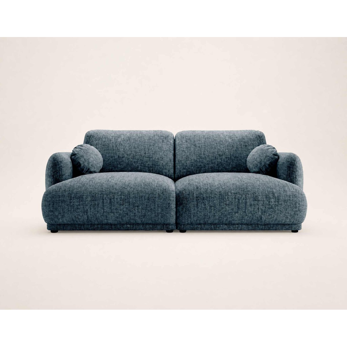 Pietro - Canapé droit 3 places en tissu texturé bleu, BEST MOBILIER