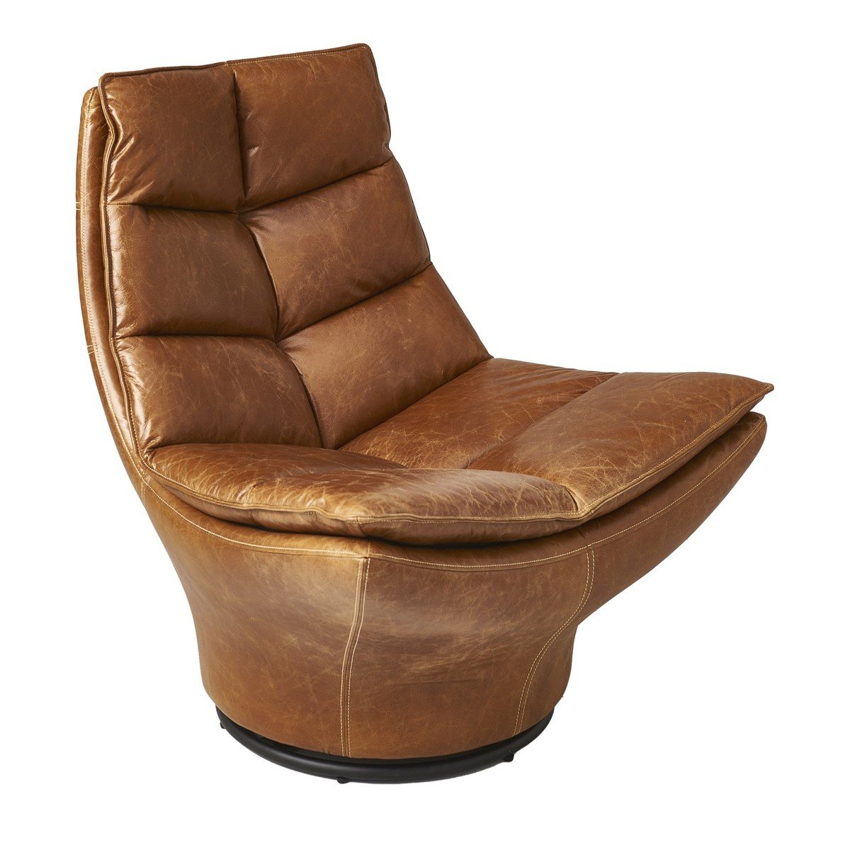 Fauteuil en cuir pivotant L86 cm - ACHILLE marron, CALICOSY