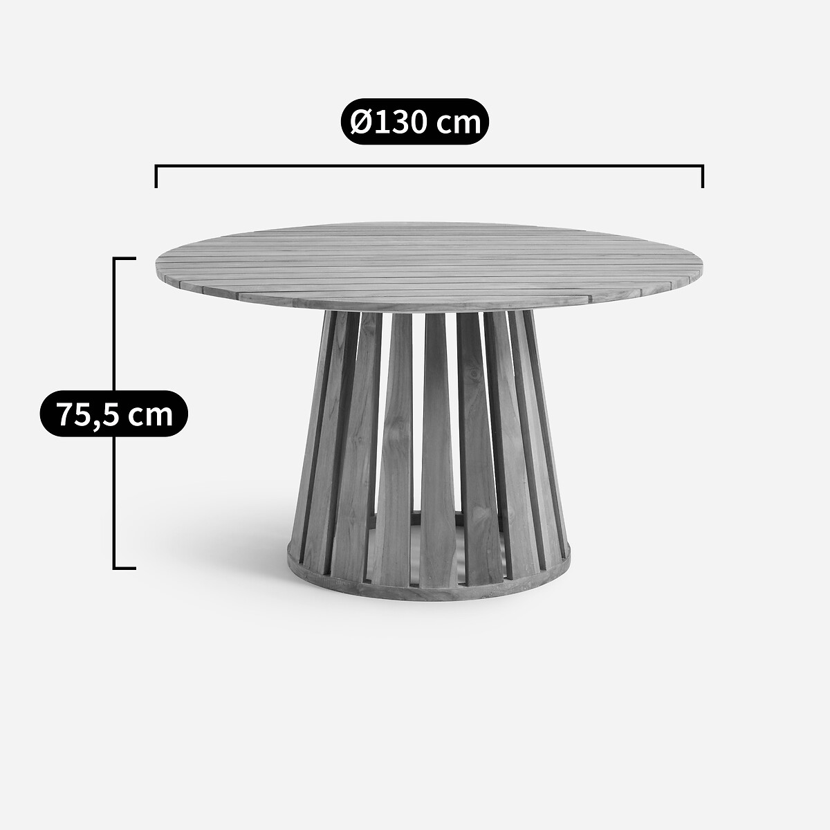 Table de jardin ronde, en teck massif, 6 personnes, VELIZY naturel, AM.PM