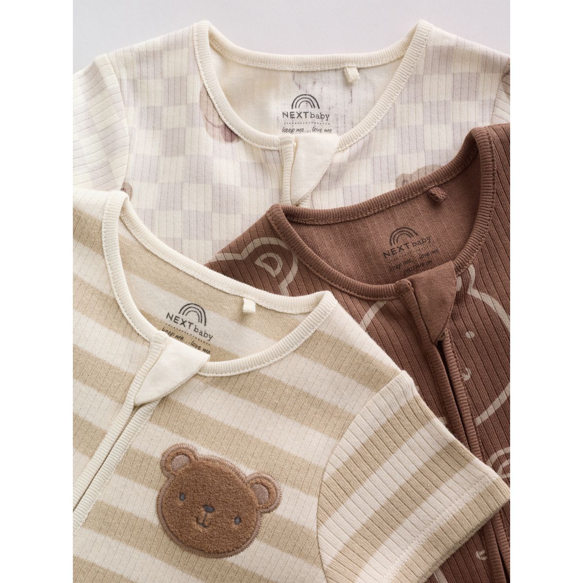 Barboteuse zippée double sens, lot de 3 marron, NEXT