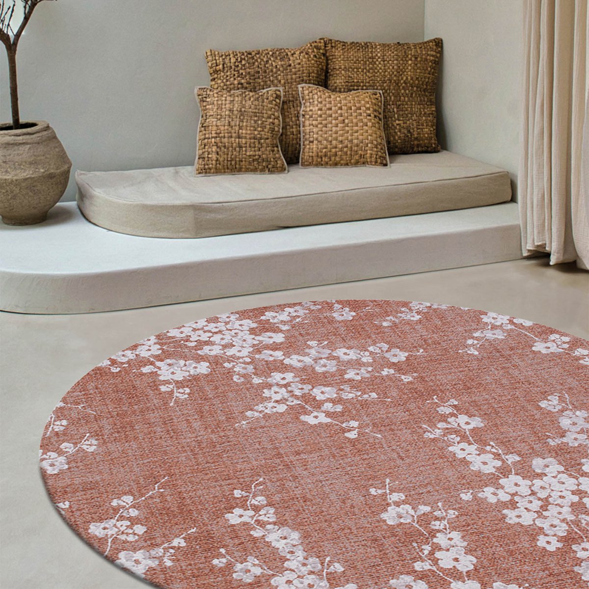 Tapis intérieur/extérieur tissé plat BURGUNDY rose, NOVATREND