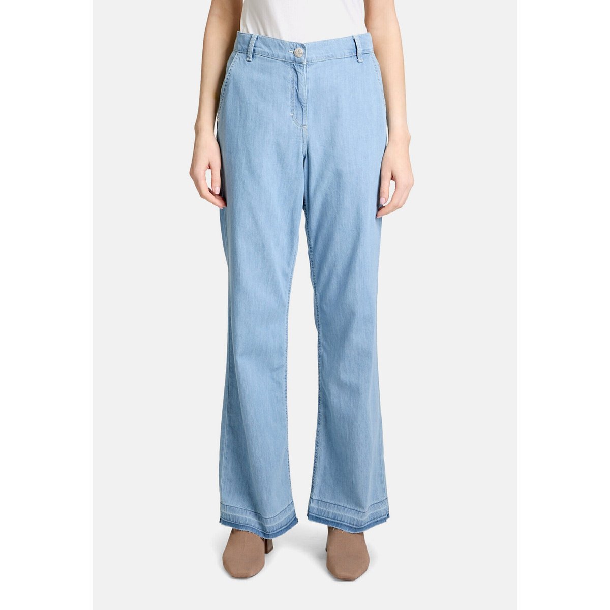 Pantalon casual à bord franc light blue denim, BETTY BARCLAY