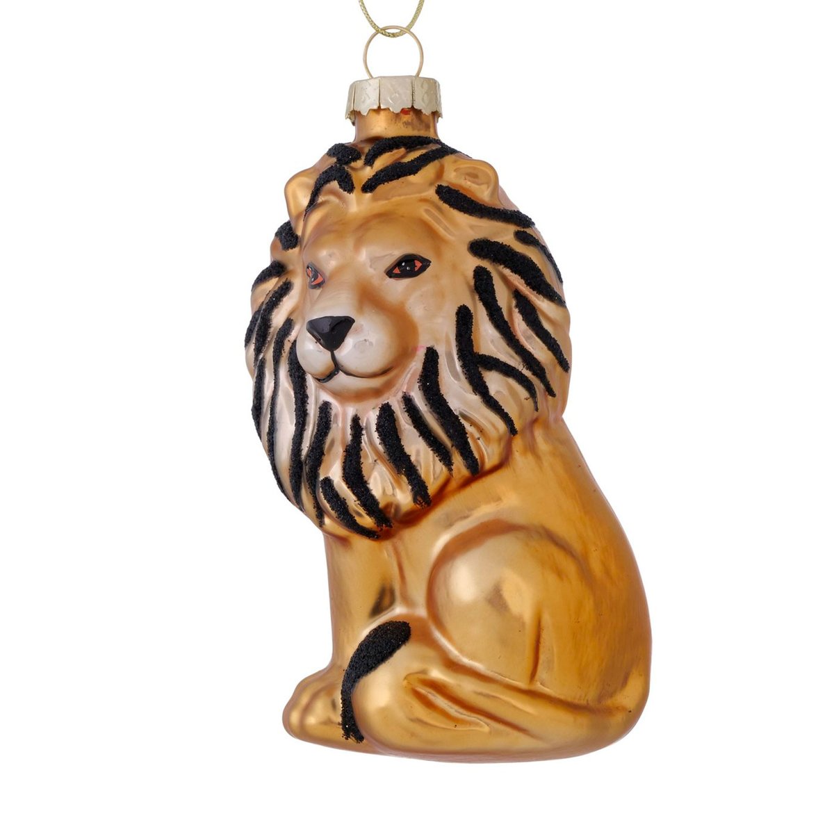 Set de 2 boules de Noël en verre laqué safari lion et léopard 6x4x10cm marron, WADIGA