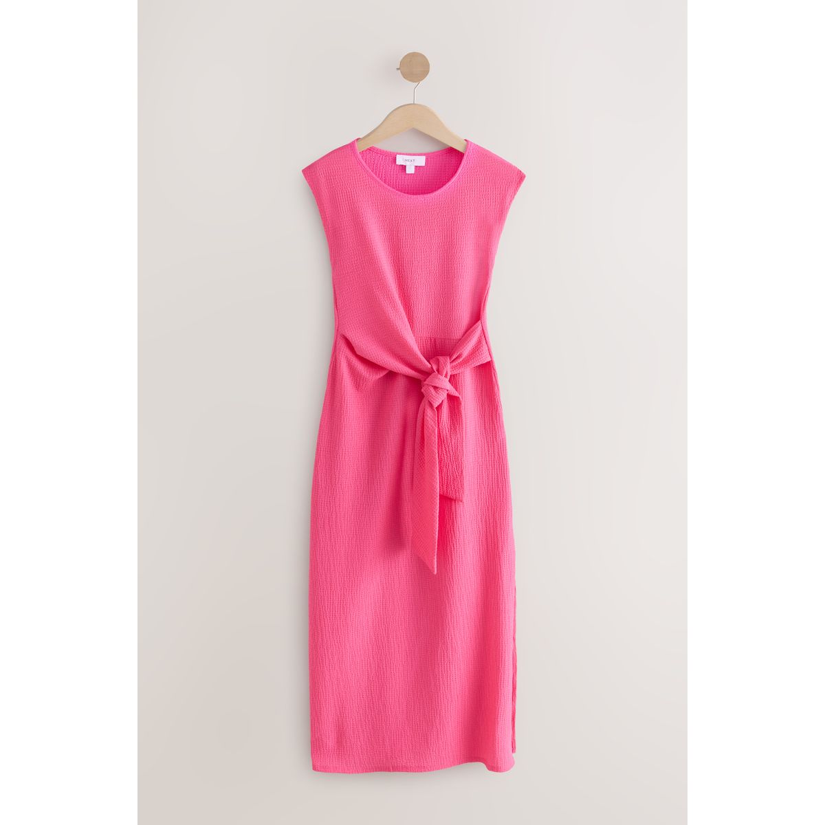 Robe t-shirt texturée nouée à la taille rose, NEXT