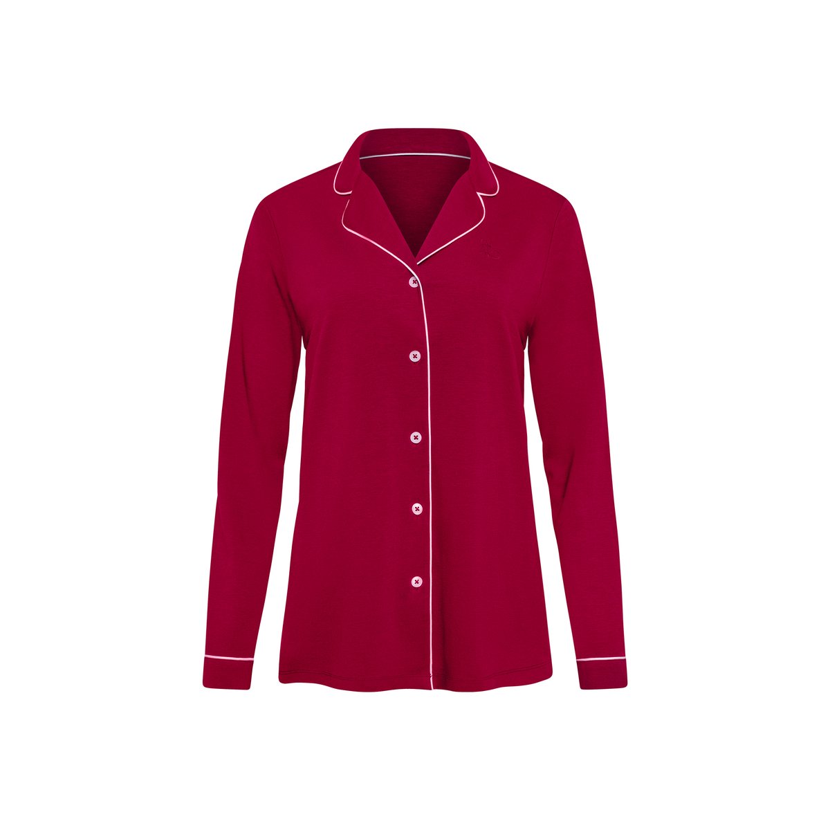 Pyjama pantalon chemise manches longues TARA rouge, LISCA
