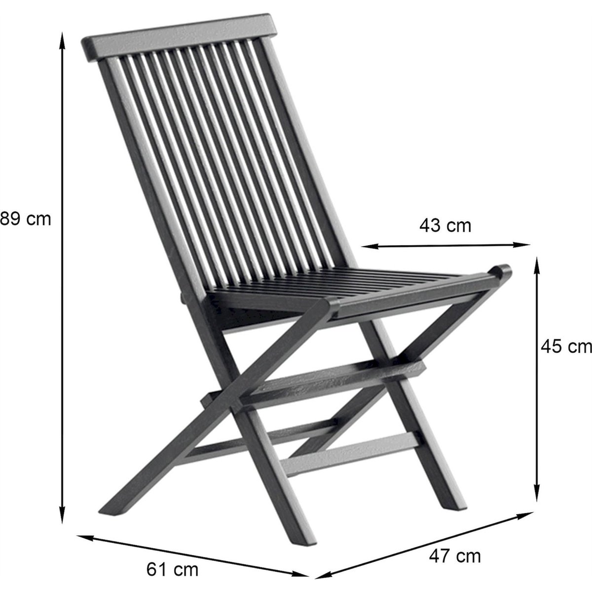 Chaise de jardin pliante en teck KOYOO noir, RECOLLECTION