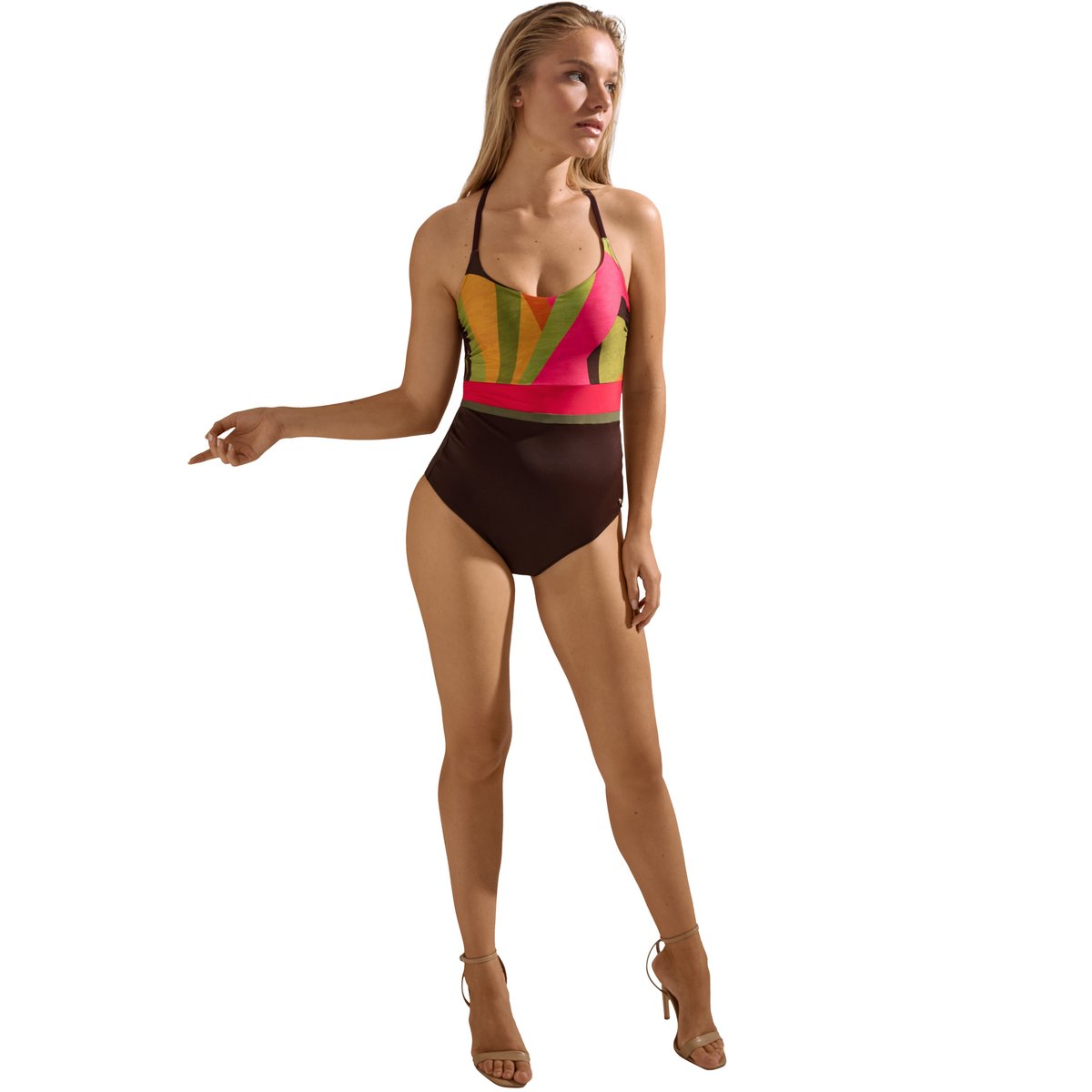 Maillot de bain une pièce shapewear armaturé multipositions Viviero marron, LISCA