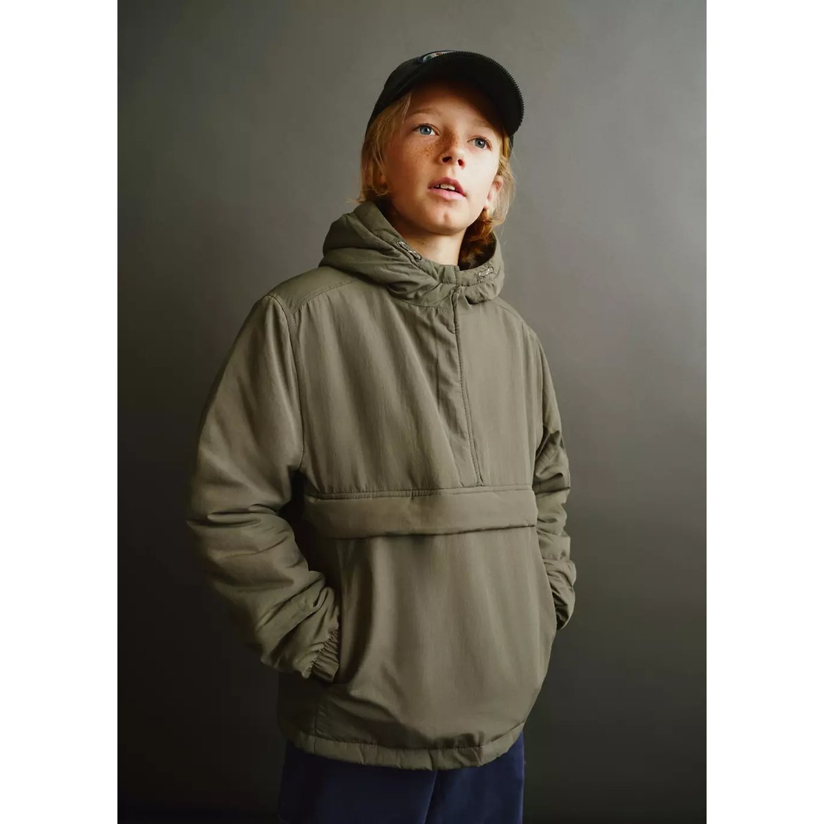 Anorak matelassé à capuche kaki, MANGO KIDS