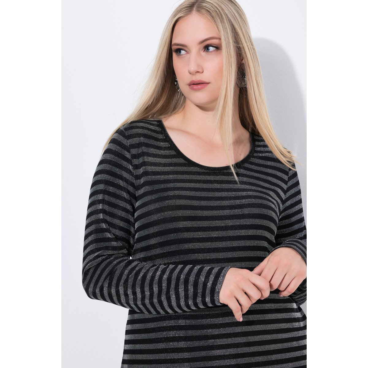 T-shirt à bande scintillante Classic noir, ULLA POPKEN
