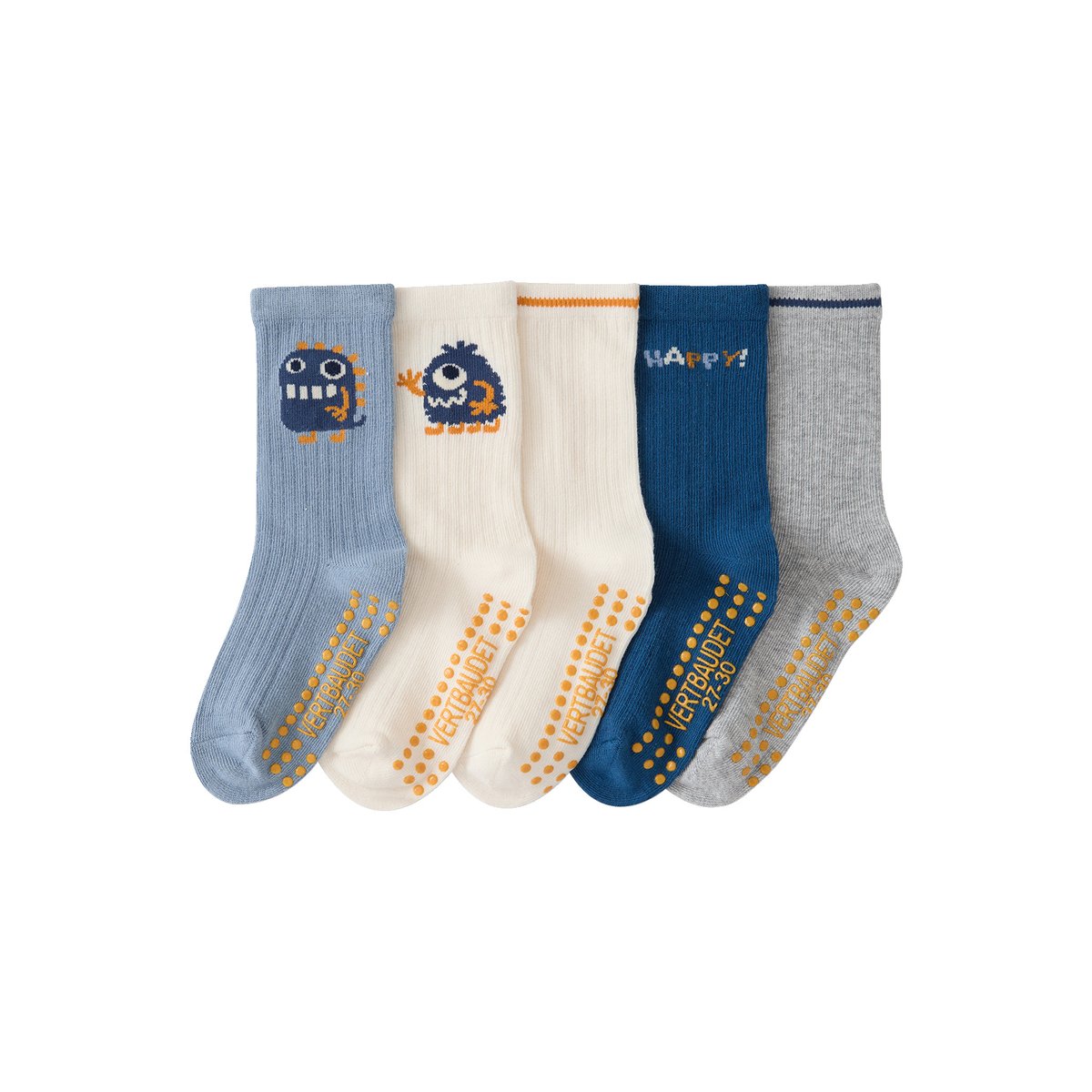 Lot de 5 chaussettes bleu grisé, VERTBAUDET