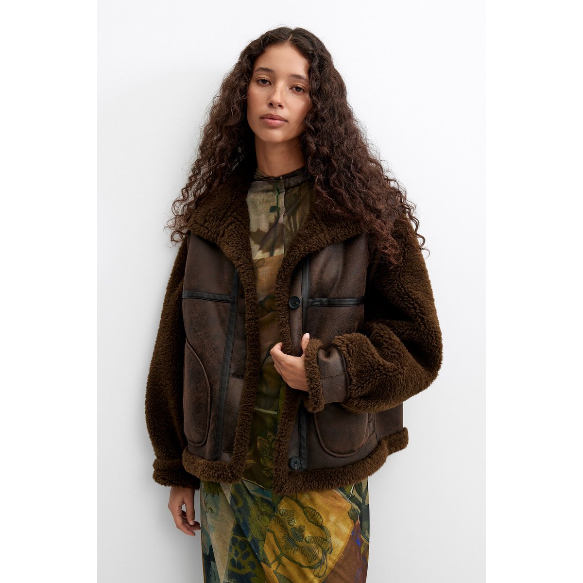 Blouson effet cuir marron, DESIGUAL