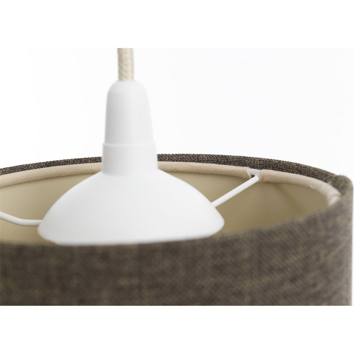 Suspension en lin rond Boho Elegant lin naturel et rotin clair, BPS KONCEPT