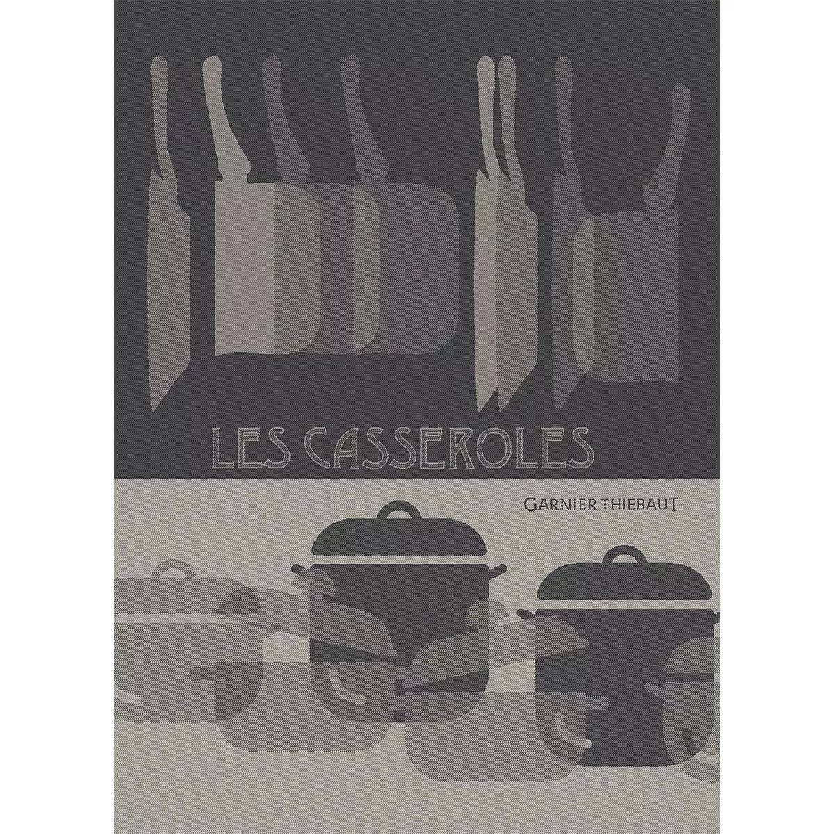 Torchon pur coton LES CASSEROLES charbon, GARNIER THIEBAUT