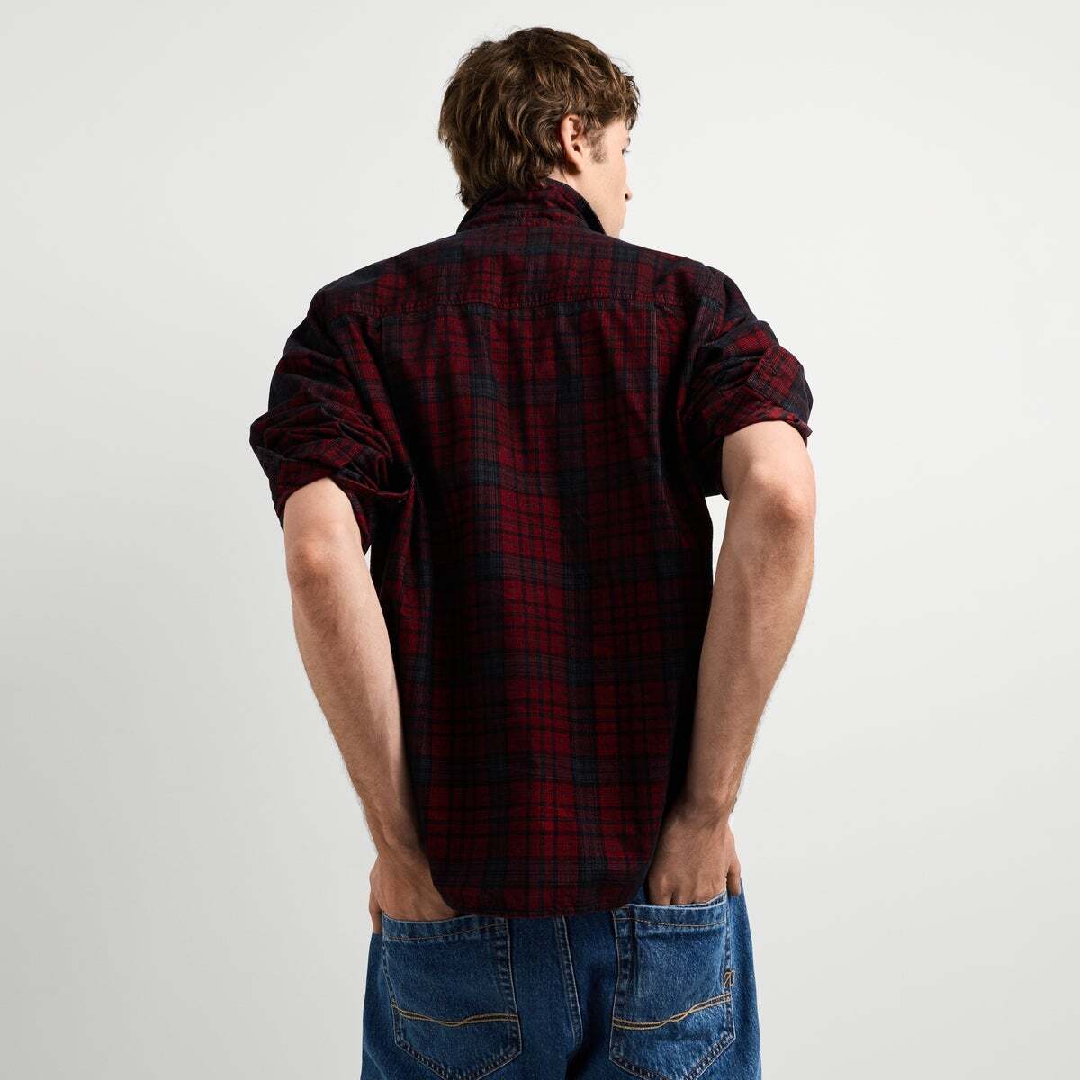 Chemise En Velours Côtelé À Carreaux Coupe Regular rouge hiver, PEPE JEANS