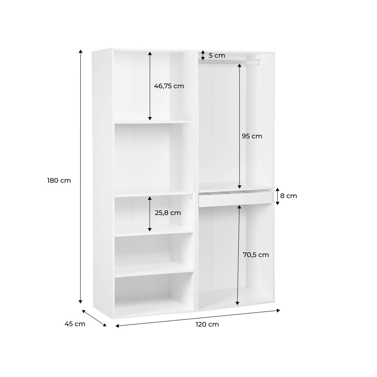 Kit dressing modulable avec 2 éléments MODULO blanc, SWEEEK