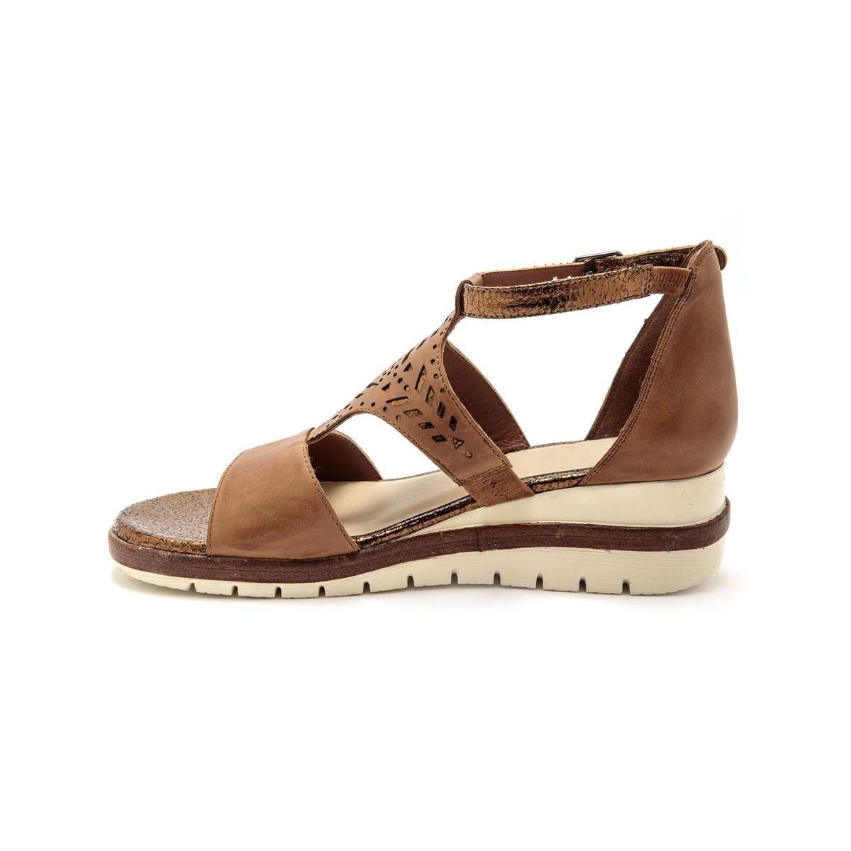 Sandales fantaisie en cuir marron, PEDICONFORT