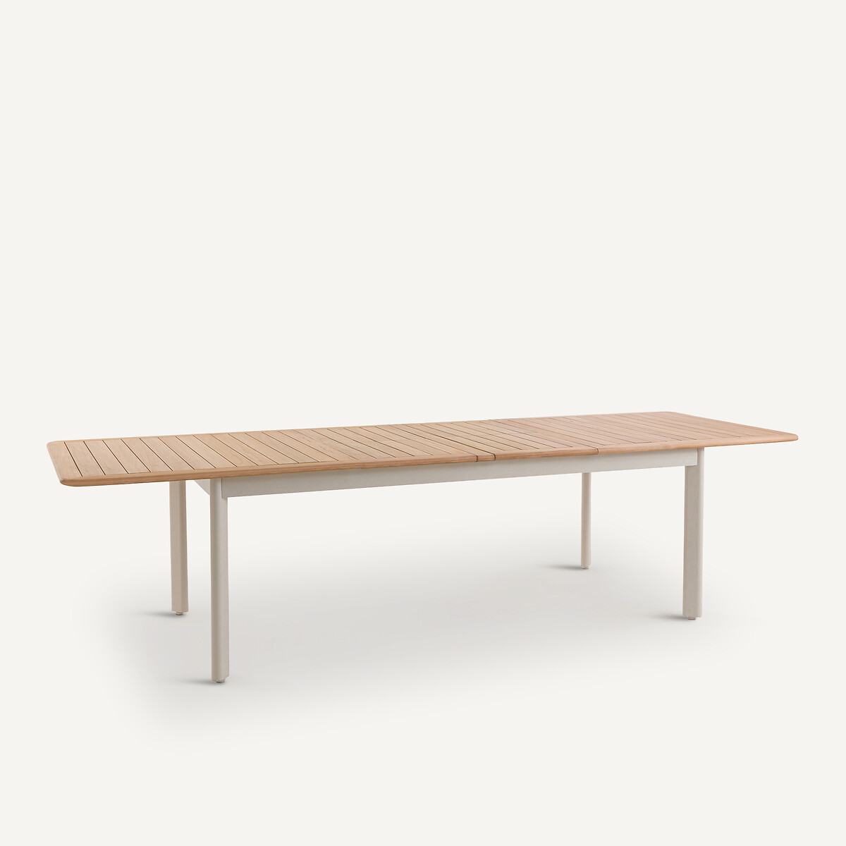 Mesa de jardín extensible, aluminio y teca, Isabbo blanco, AM.PM