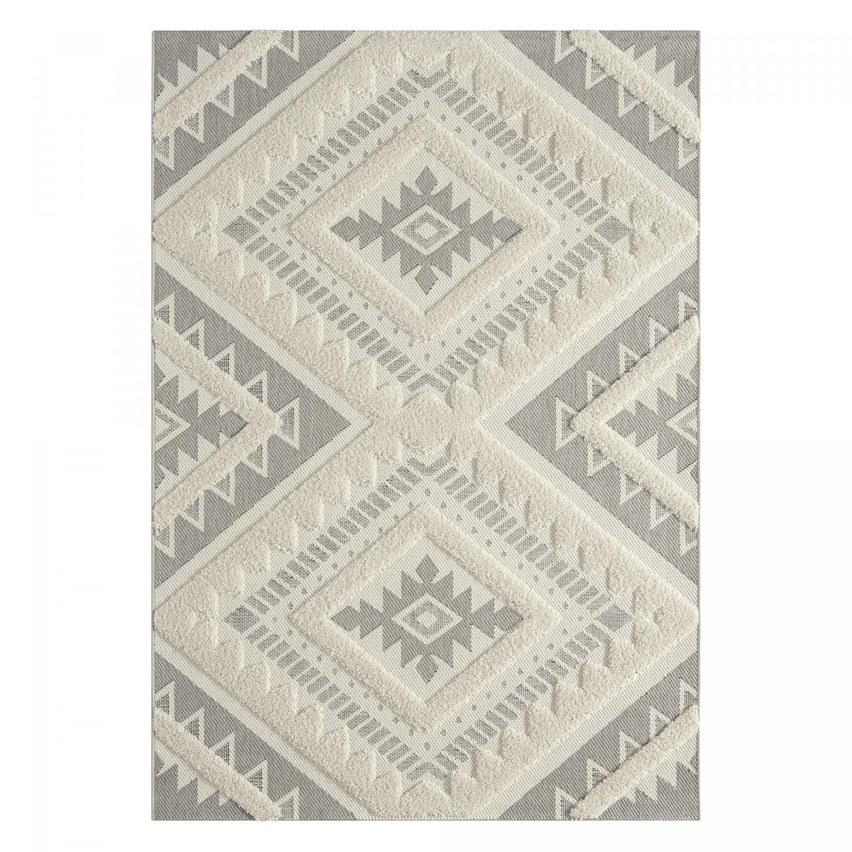 Tapis pour une chambre ou une entrée tissé motif ethnique BAIME crème, UN AMOUR DE TAPIS