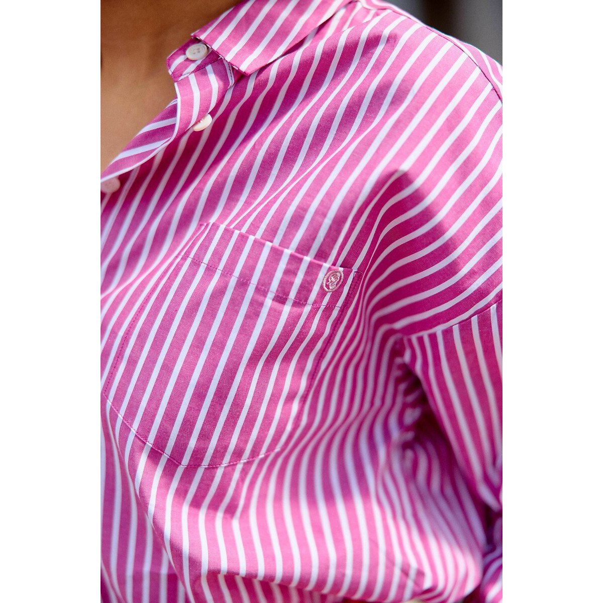 Chemise droite manches longues CLONY rose fuchsia, LA PETITE ETOILE