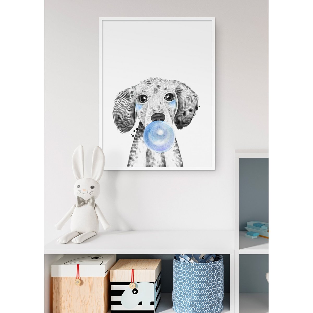 Poster Bulle de Chiot Bleue blanc, L'AFFICHERIE