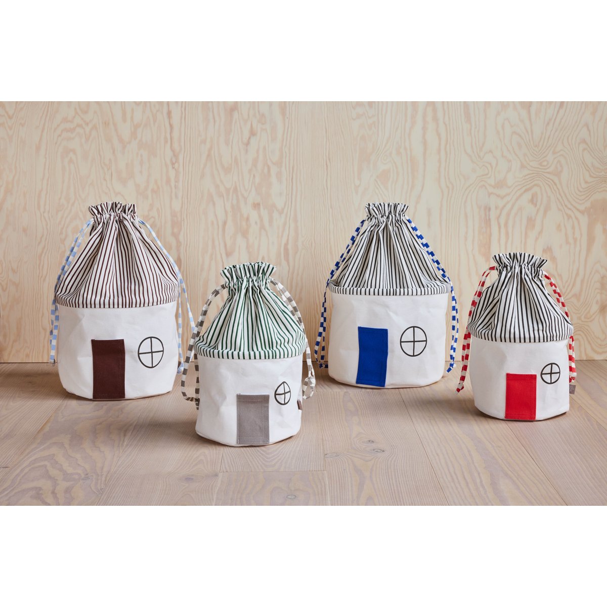 Panier de rangement en coton motif maison MINI bleu, OYOY LIVING DESIGN