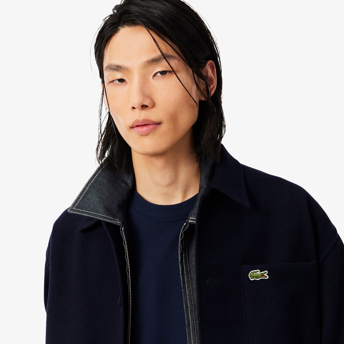 Surchemise flanelle épaisse bleu-mxq, LACOSTE