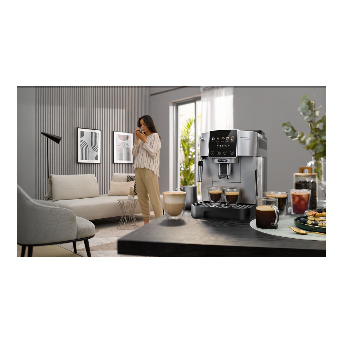 Expresso Broyeur Magnifica Start Color FEB2252.SB Argent couleur unique, DELONGHI