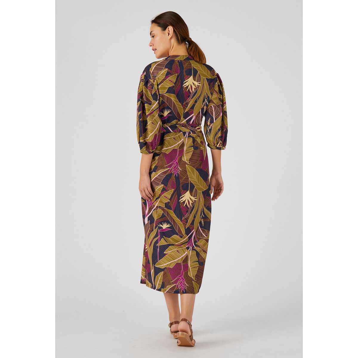 Robe longue imprimé tropical bleu imp. grand feuillage, DAMART