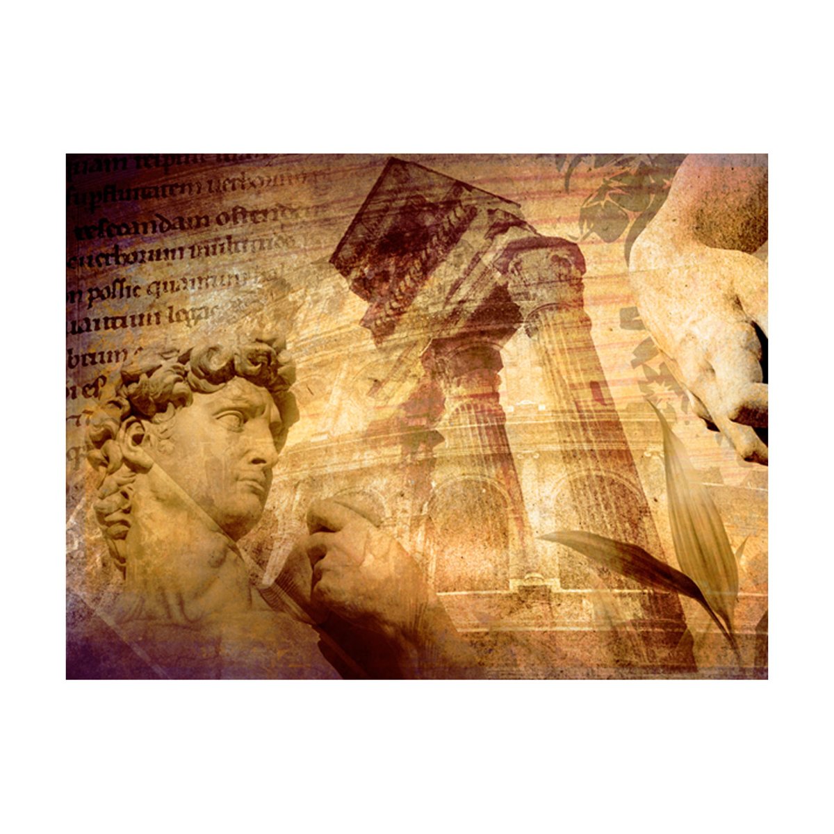 Papier peint intissé panoramique Ville et Architecture Collage - Grèce antique beige, EDEN