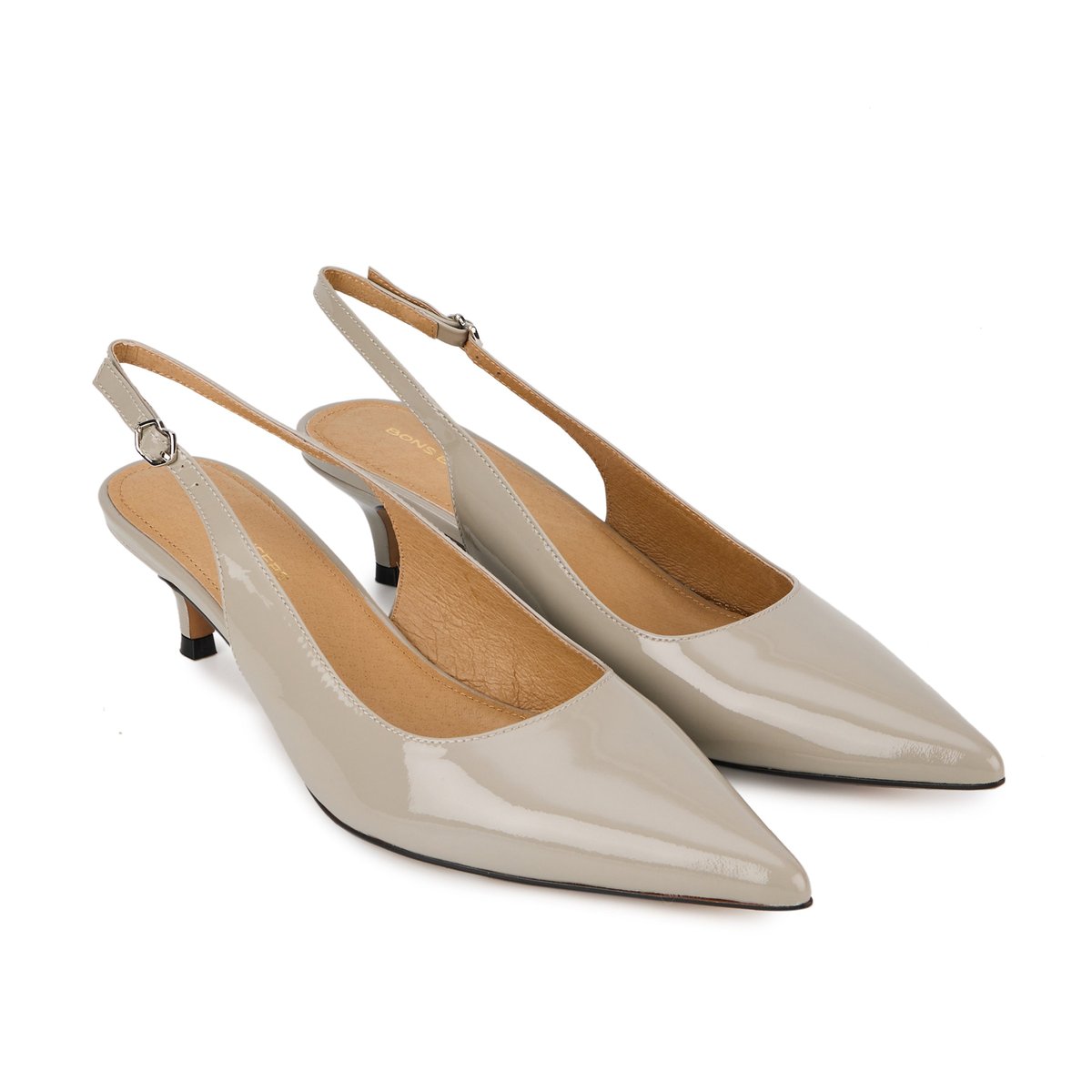 Escarpins Janet Cuir Lisse Studs gris, BONS BAISERS