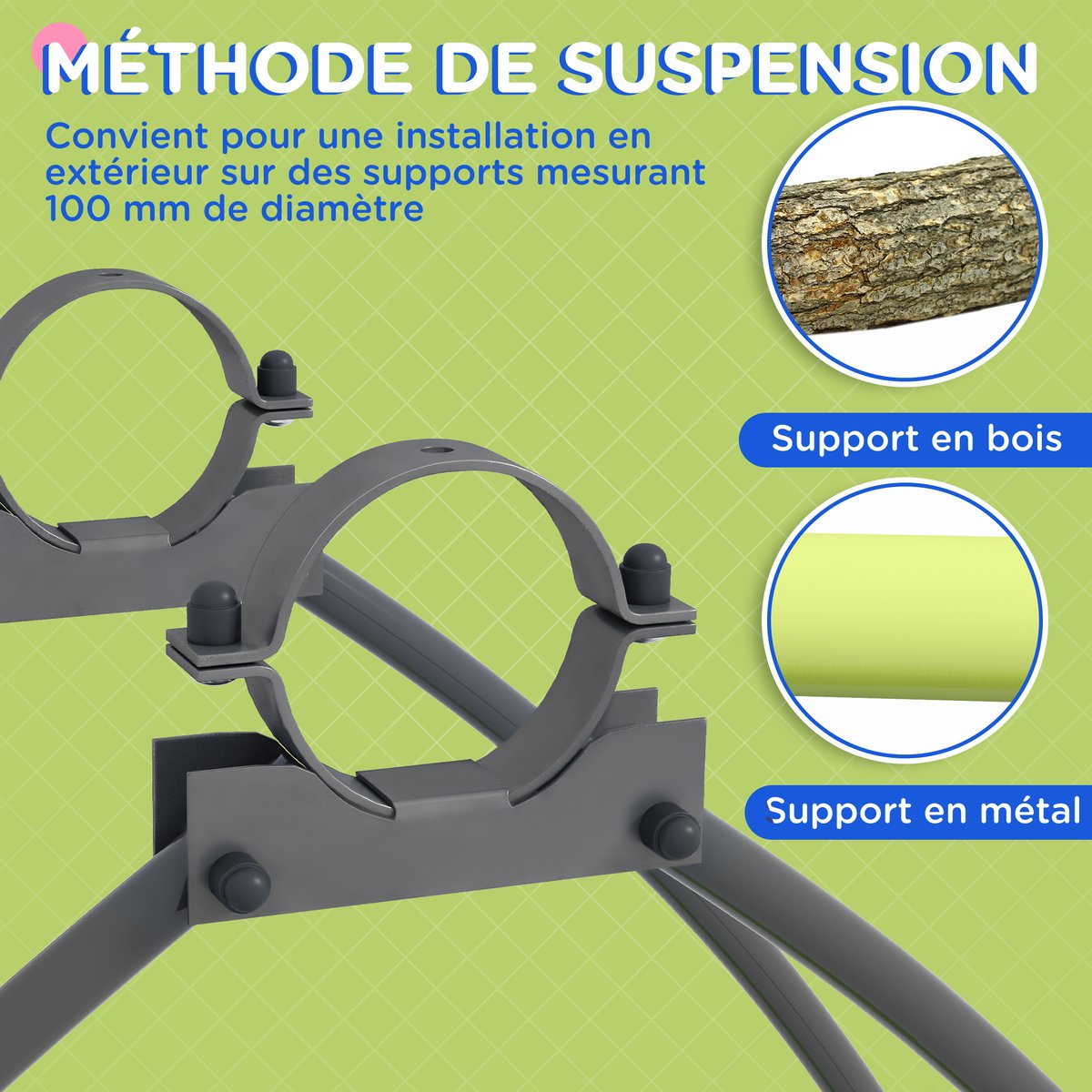 Balançoire pour enfants Métal Vert vert, OUTSUNNY