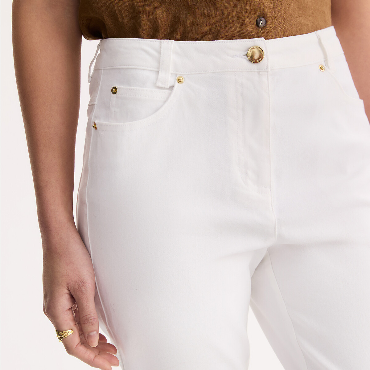 Cotton Ankle Grazer Trousers white, ANNE WEYBURN