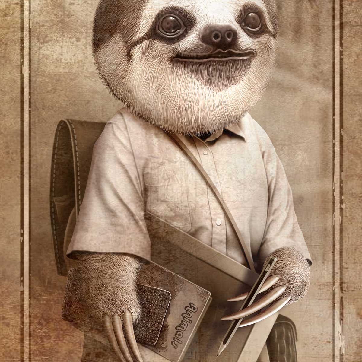 Affiche enfant paresseux étudiant affiche seule, HEXOA