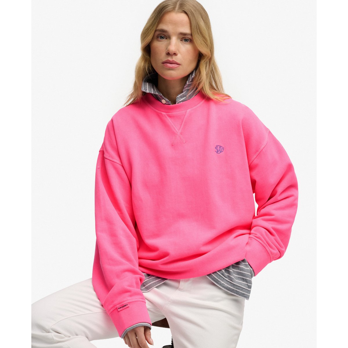 Sweatshirt Studios Coupe Décontractée rose fluo dry, SUPERDRY