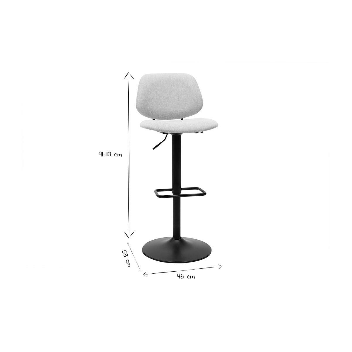 Tabourets de bar relevables design en tissu effet velours texturé terre brûlée et métal noir BARNET (lot de 2) beige, MILIBOO