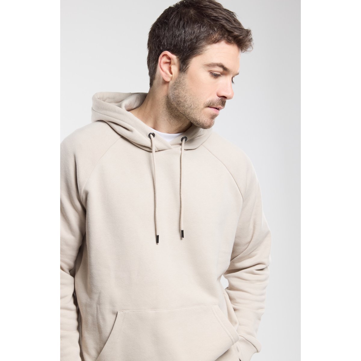 Sweat à capuche en coton bio TRISTANO argile, BERMUDES